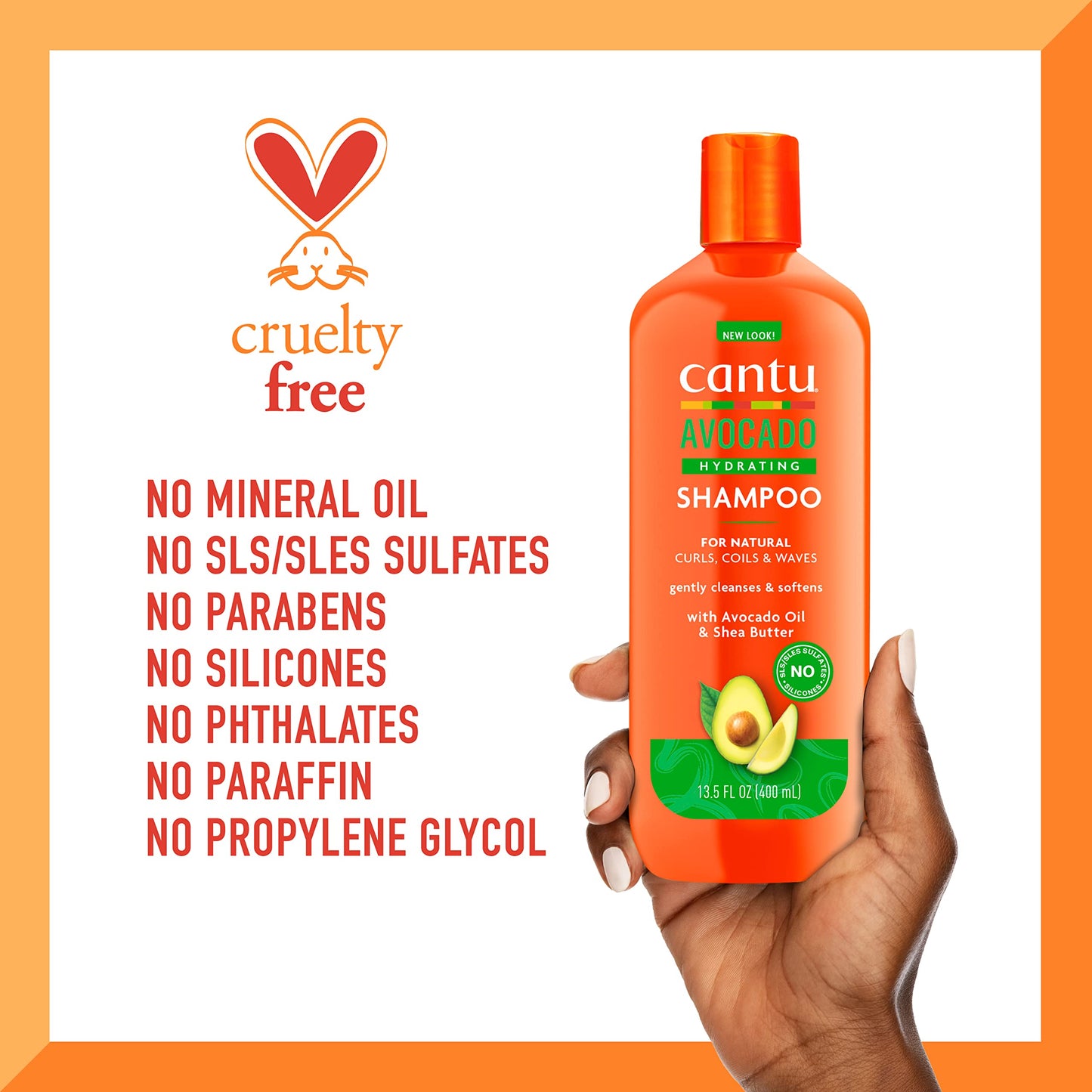 Cantu Avocado Hydrating Sulfate-free Shampoo with Pure Shea Butter, 13.5 oz (Pack of 2)