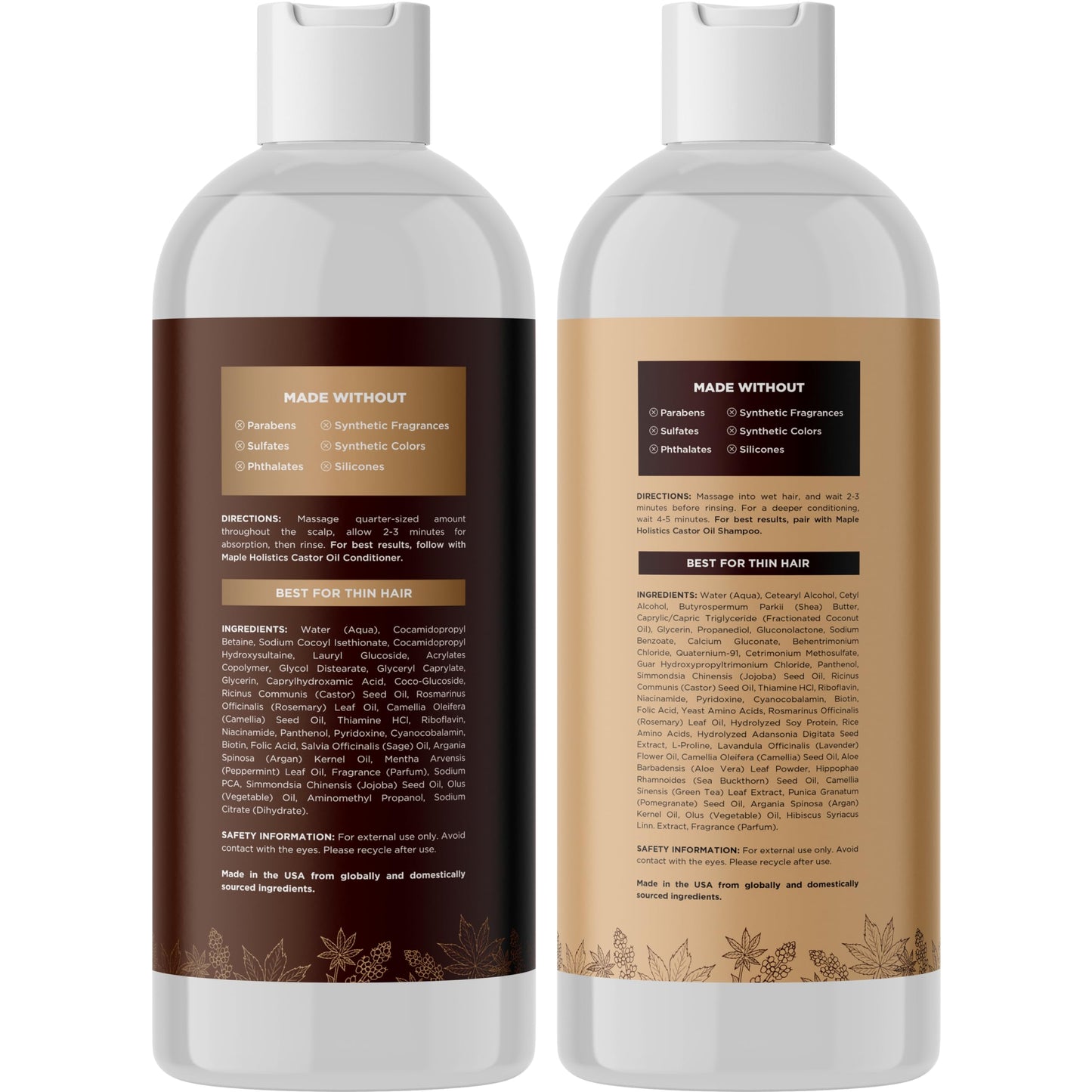 Castor Oil Shampoo and Conditioner Set - Jamaican Black Castor Oil Shampoo and Biotin Collagen Conditioner - Sulfate Free Shampoo and Conditioner