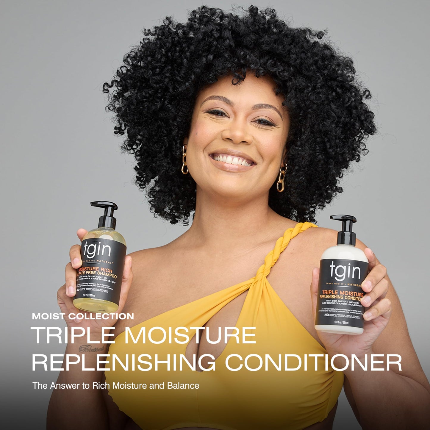 tgin Triple Moisture Replenishing Conditioner for Natural Hair - Conditioner for Women with Deep Hydration for Soft, Shiny, Manageable Curls - Easy