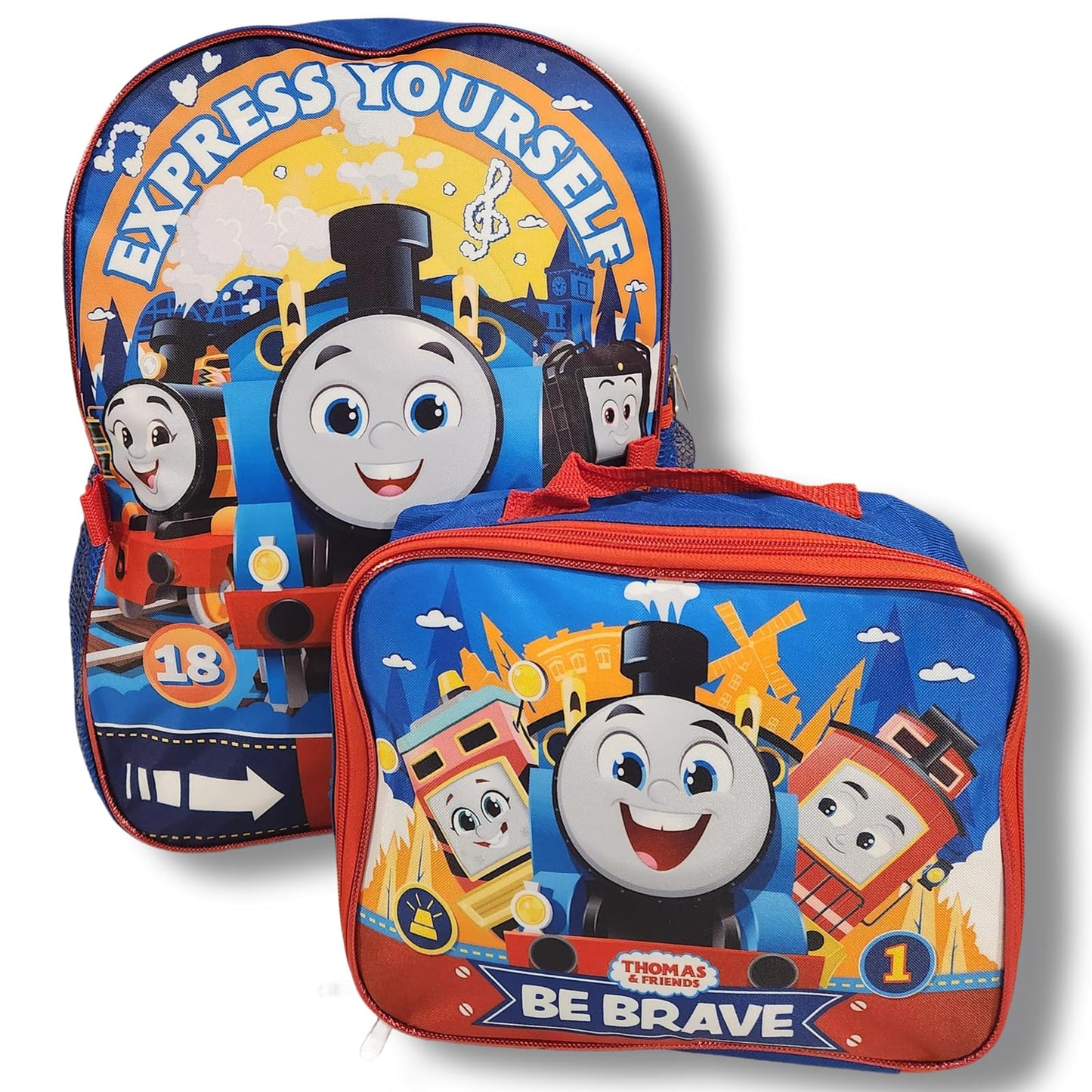 Ruz Thomas Train and Friends 16 Inch Backpack with Detachable Lunch Box