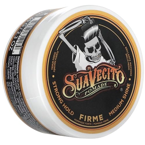 Suavecito Pomade Firme (Strong) Hold 2.3 oz, 1 Pack - Pomade For Men - Medium Shine Water Based Wax Like Flake Free Hair Gel - Easy To Wash Out - All