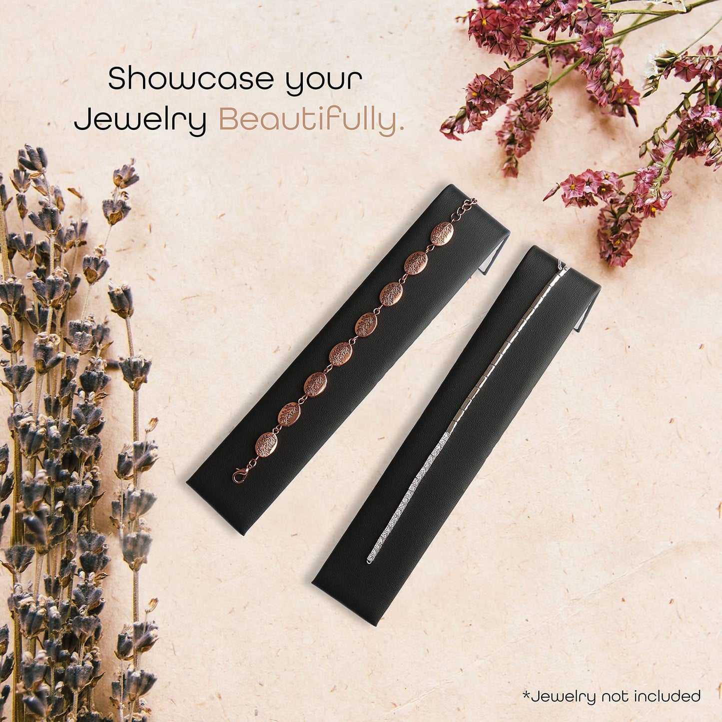 Novel Box 6 Pack Bracelet/Watch Ramp Black Leatherette 2x8.25x2 Inches - Slim and Sleek Ramps for Jewelry Display - Bracelet Holder Organizer Stand…