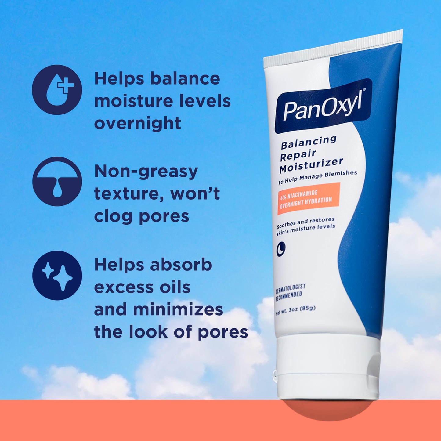 PanOxyl PM Balancing Repair Moisturizer with Niacinamide, Ceramides and Cica, Hydrating Face Moisturizer, Acne Prone Skin and Dry Skin Beauty and Personal Care PanOxyl