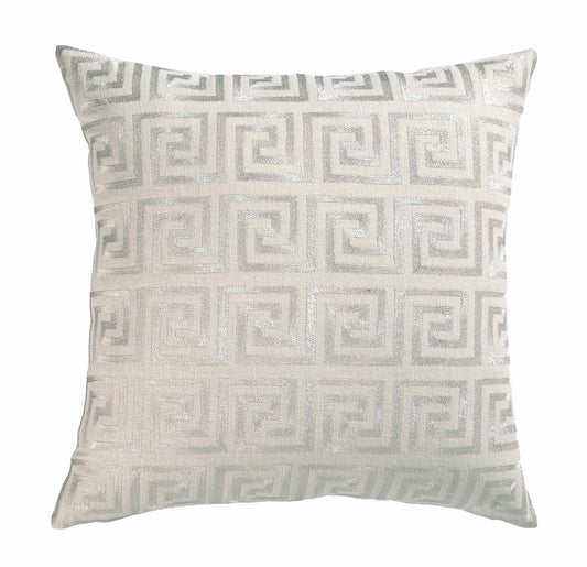 D.L Rhein Peking Handicraft 24DL511BC20SQ 20 x 20 in. Greek Key Metallic Embroidered Pillow, Silver Beauty and Personal Care Horchow
