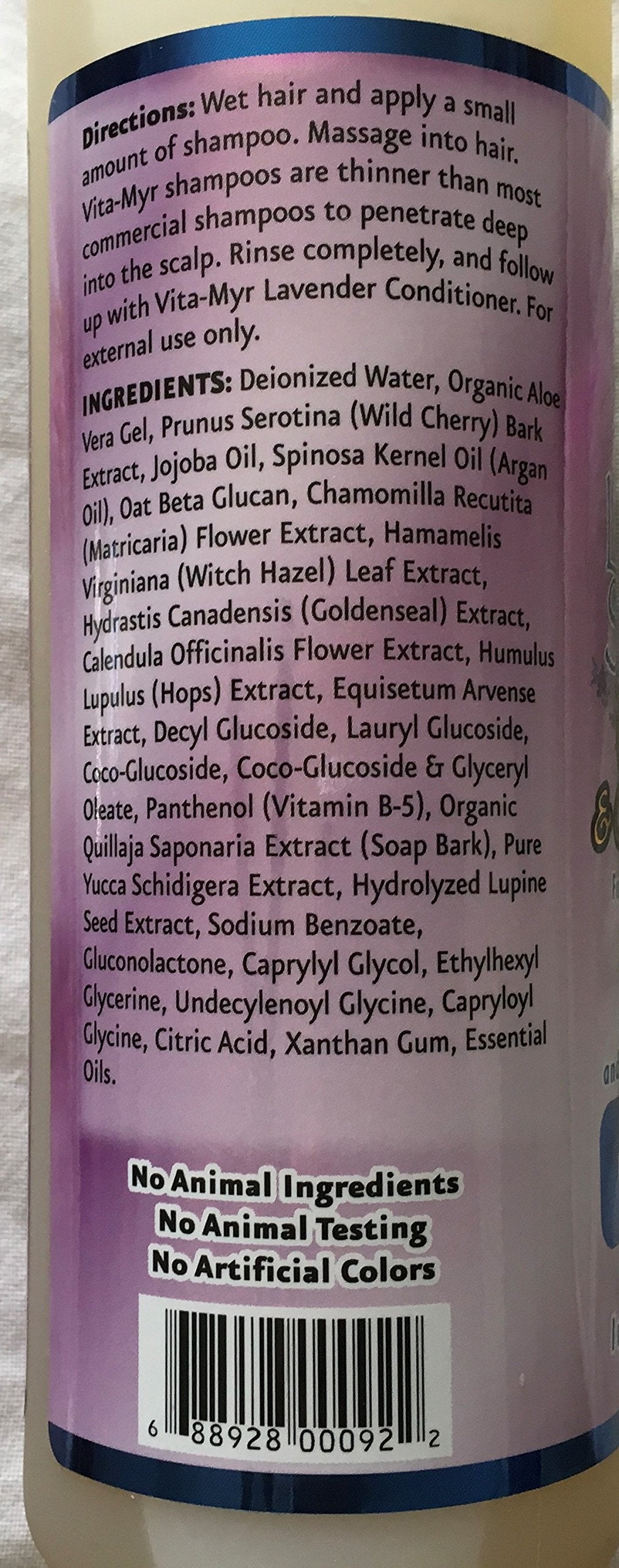 Vitamyr Lavender Care Set 16 Oz Natural Shampoo & 16 Oz Natural Conditioner Botanical Ingredients Vegan & Gluten Free Safe & Effective for all Hair