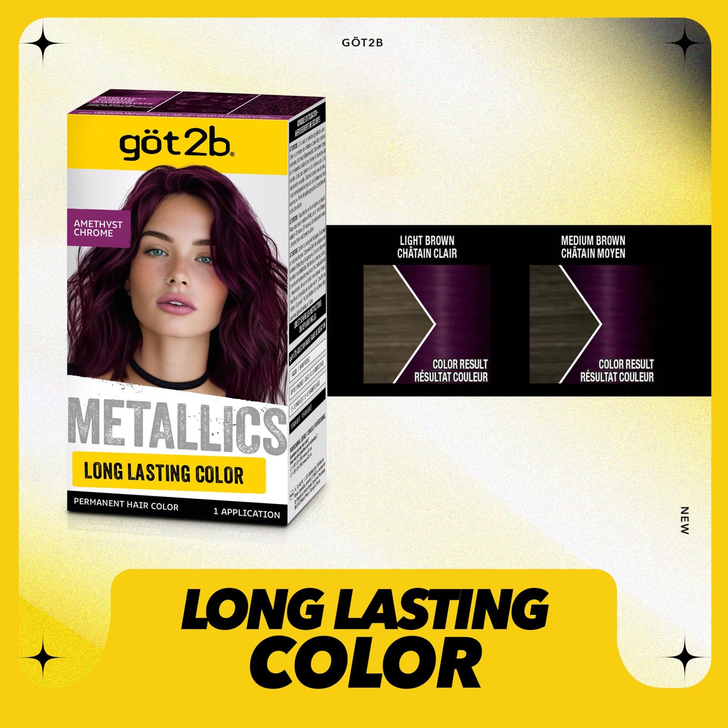 got2b Metallics Permanent Hair Dye, Amethyst Chrome M69, Hair Color for Women & Men, Formulated with Metallic-Shine Booster for Cool, Shimmering