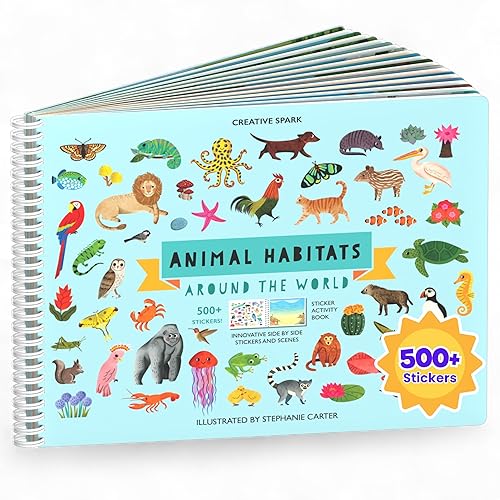 Cupkin Animal Sticker Book Activity for Kids, Toddler Airplane Travel Essentials, 500+ Habitat Stickers for Kids + 12 Scenes + 12 Coloring Book…