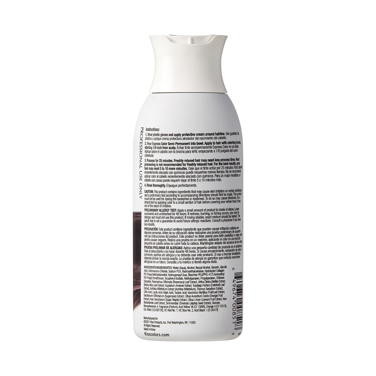 Kiss Express Semi-Permanent Hair Color - Vivid, Highly Pigmented Dye for Vibrant Hair, Gentle Formula, Gray Coverage, pH Balanced, 23 Intermixable