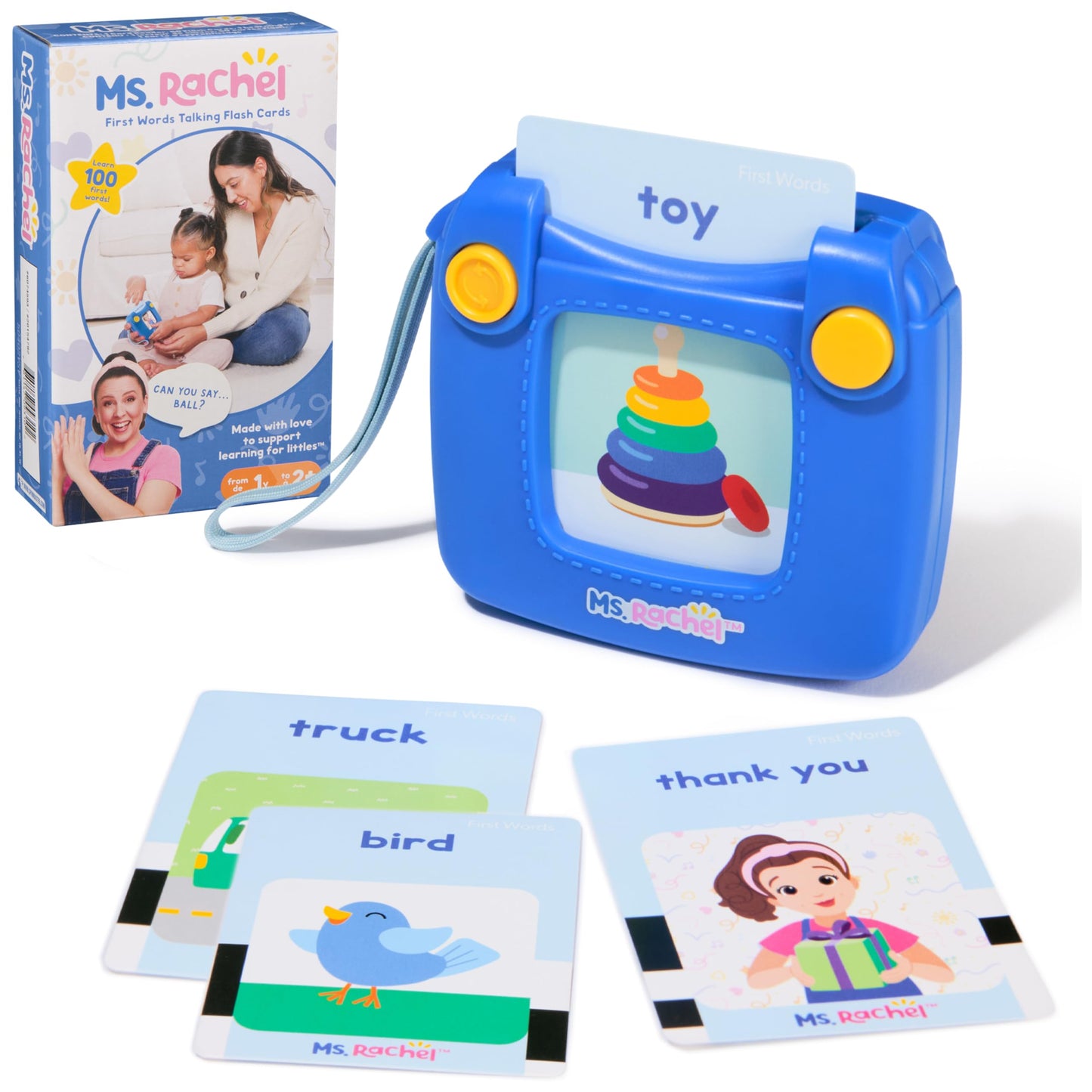 Ms. Rachel Official First Words Talking Flash Cards with Electronic Reader, 100 Words, Educational Toys & Toddler Toys for Girls & Boys Ages 1-2+