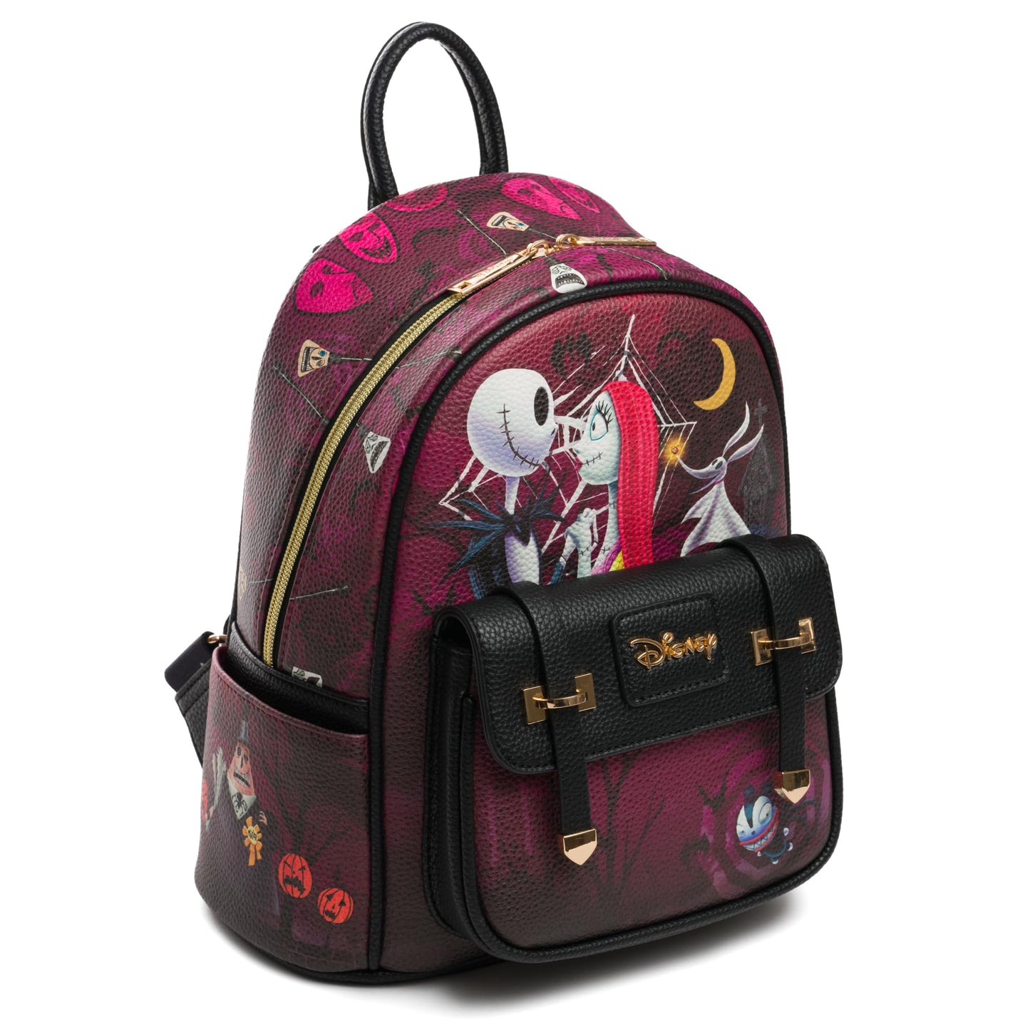 Wondapop Disney Nightmare Before Christmas Jack and Sally 11" Vegan Leather Fashion Mini Backpack