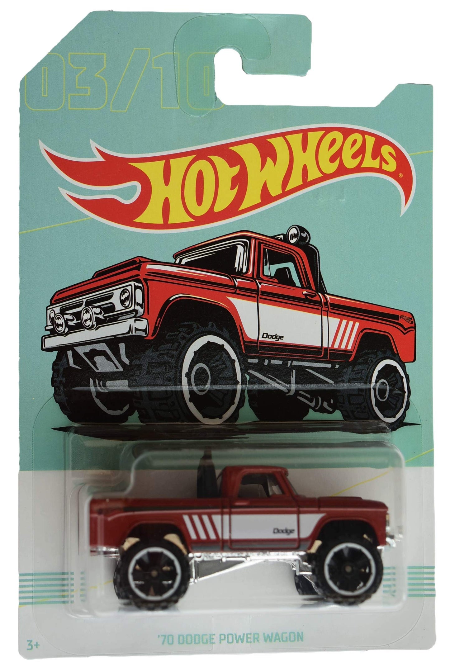 Hot Wheels red '70 Dodge Power Wagon 3/10