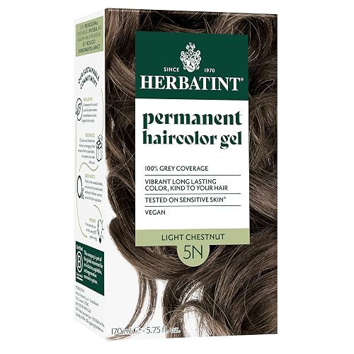 Herbatint 5N Light Chestnut Permanent Hair Dye For Women - For Up To 100% Gray Coverage of Resistant Gray Hair - Ammonia-Free, Alcohol-Free & Vegan