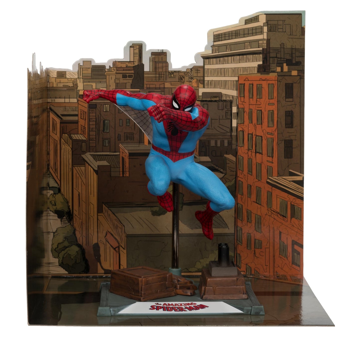 Marvel Spider-Man 1:10th Scale Posed Figure with Scene (The Amazing Spider-Man 38) Gold Label McFarlane Toys
