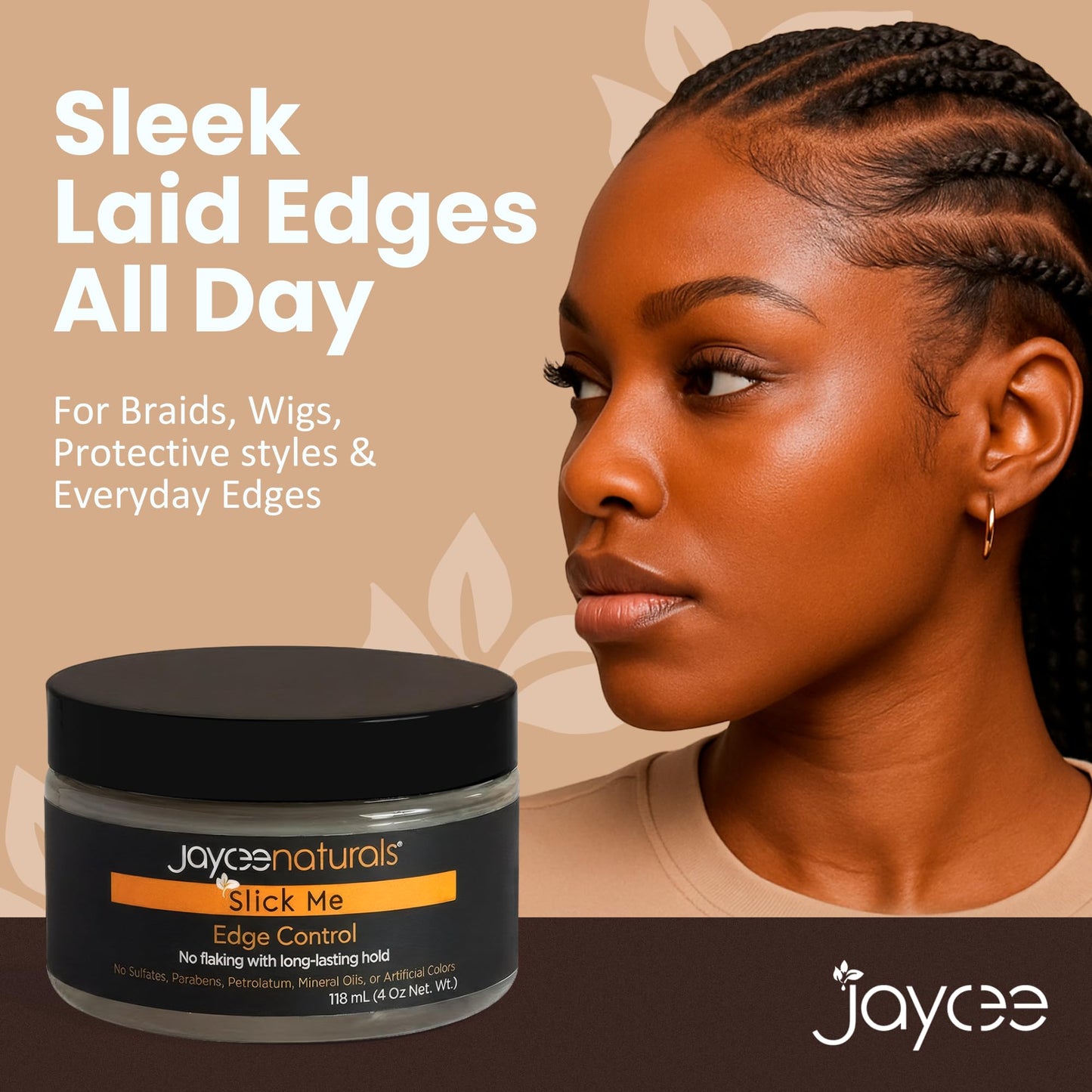 Jaycee Naturals Slick Me Edge Control for 4C Hair - Water-Based Hair Gel Firm Hold for Textured Hair, Locs, Braids & Updos - Long-Lasting Hold, No