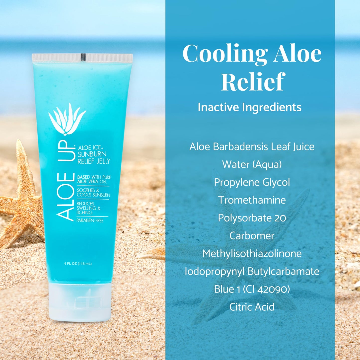 ALOE UP Aloe Vera Gel, After Sun Sunburn Relief, 96.6% Pure Aloe Vera, 4 oz Beauty and Personal Care ALOE UP