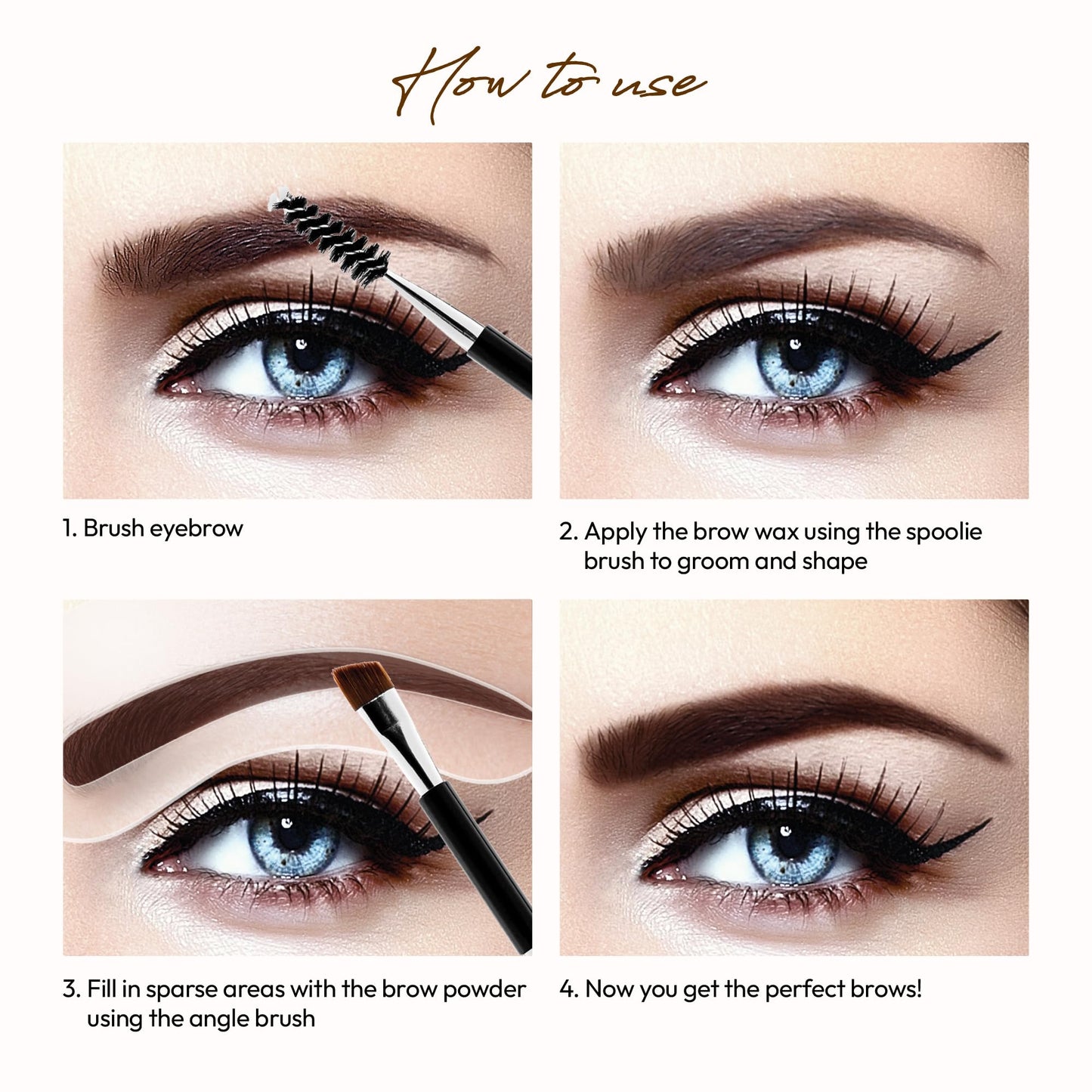 Ruby Kisses Go Brow Eyebrow Kit, Dual Shade Powder & Wax, Includes 3 Stencils, Perfect for Shaping & Defining, Natural Brow Look, Ideal for Sparse