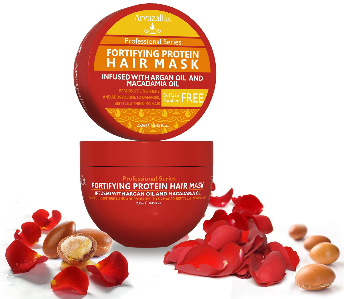 Arvazallia Fortifying Protein Hair Mask and Deep Conditioner with Argan Oil and Macadamia Oil Hair Repair Treatment for Damaged, Brittle, or Thinning