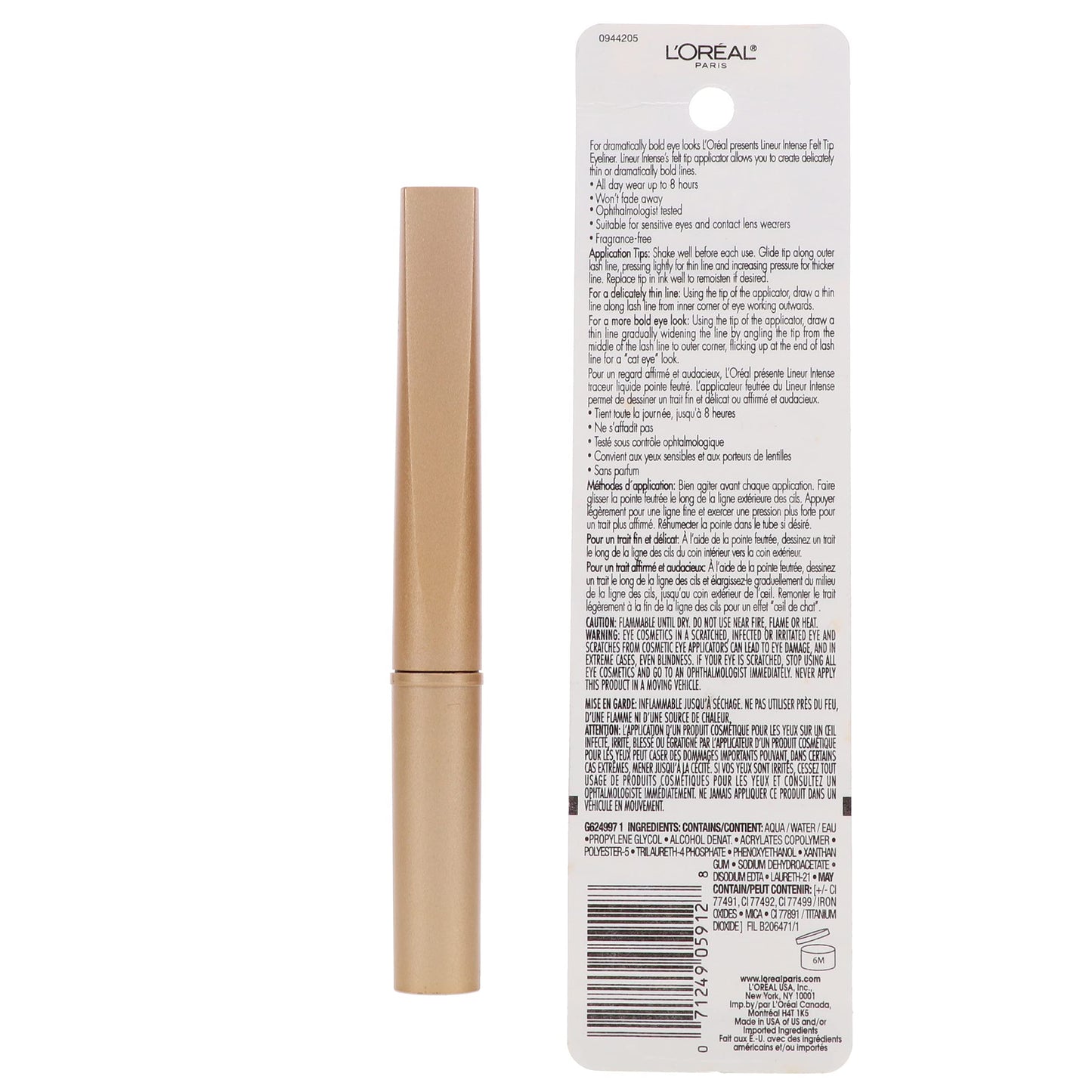 L’Oreal ParisLineur Intense Felt Tip Liquid Eyeliner, Black Mica [610], 0.05 oz (Pack of 2)