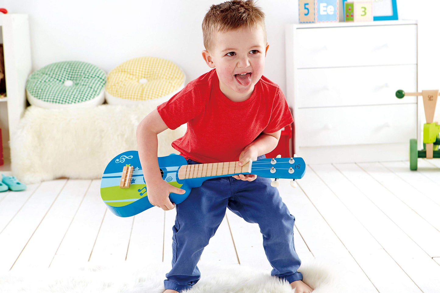 Hape Kid’s Wooden Toy Ukulele | 21 Inch Wooden Ukulele Musical Instrument with Vibrant Sound and Tunable Nylon Strings for Children, Blue