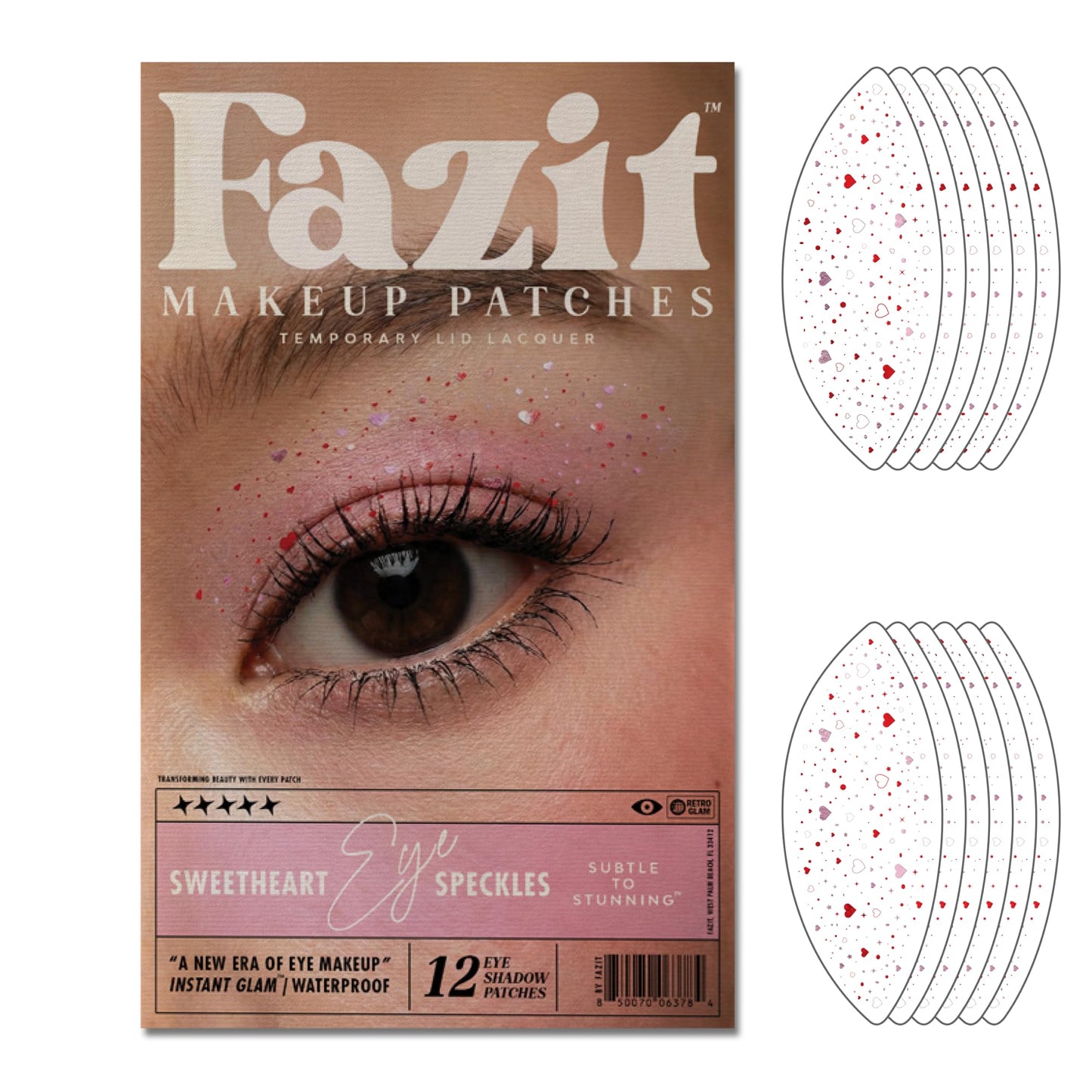 Fazit Makeup Patches - Sweetheart Eye Speckles - Glow Up Make-Up Patches - Cute Glitter Makeup Accessories for Women - Cosmetic Glitter for Face
