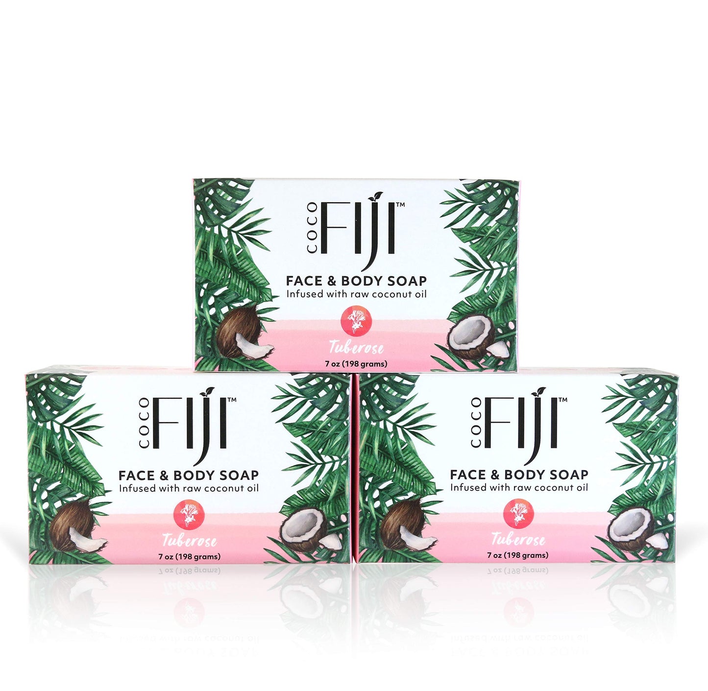 Coco Fiji Soap Bar for Face and Body Infused With Organic Coconut Oil, Tuberose, Essential Oil, Natural Soap for Moisturizing & Pore Purifying Skin, 7 Beauty & Personal Care Organic Fiji