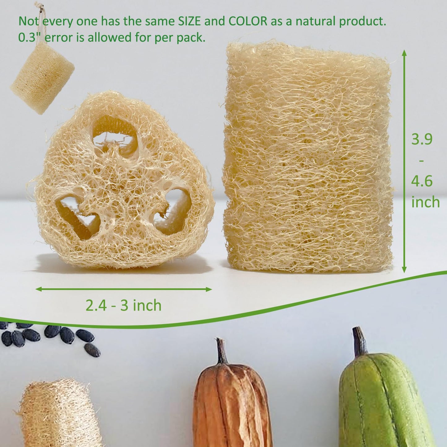 FRTIM Natural Loofah Sponge, Organic Bath Loofah Pack, Lufas Exfoliating Body Scrubber, Loofas Sponges Shower Loofah for Women and Men, Skin SPA