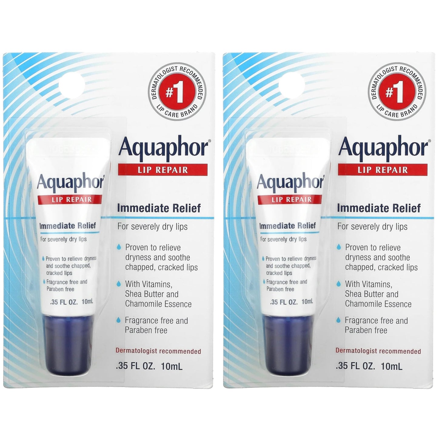 Aquaphor Lip Repair Ointment - Long-lasting Moisture to Soothe Dry Chapped Lips - .35 fl. oz Tube, 2 Pack Beauty and Personal Care AQUAPHOR