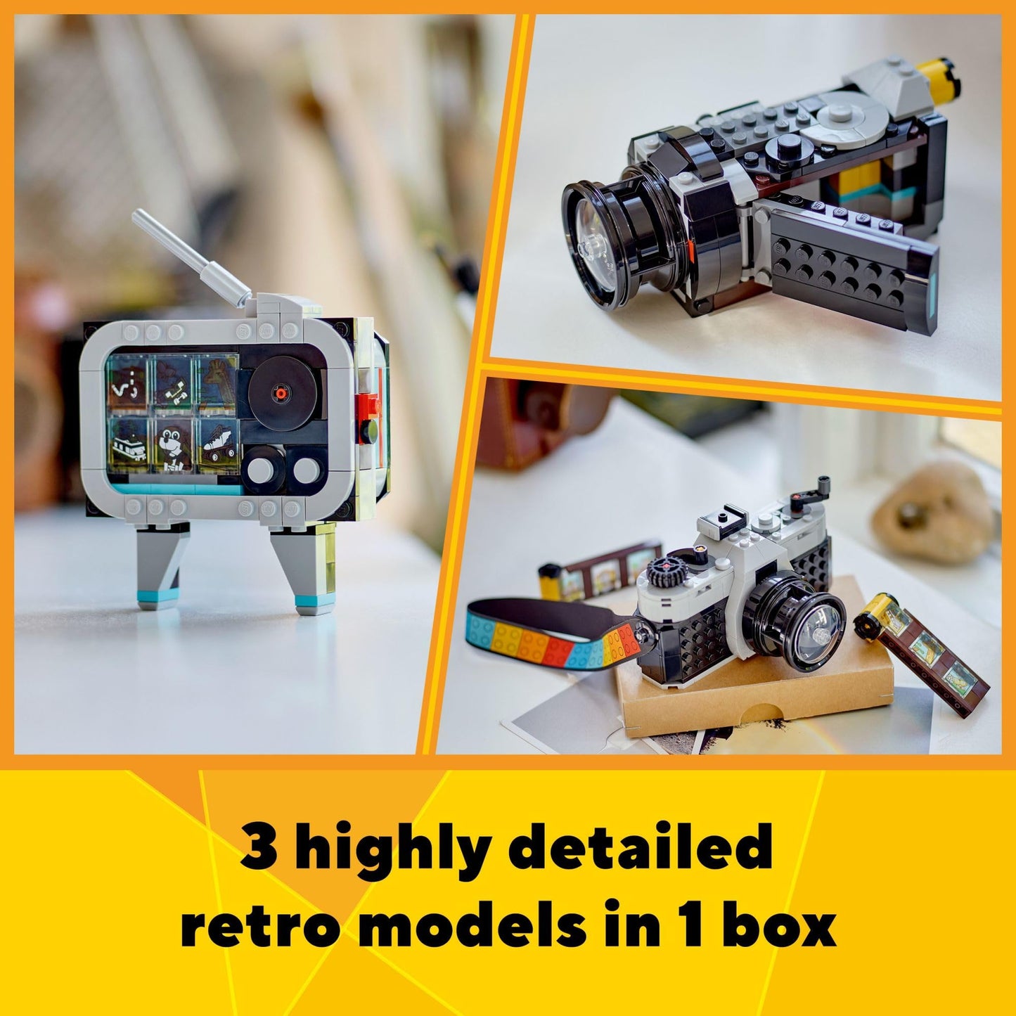 LEGO Creator 3 in 1 Retro Camera 31147 Toy, Builds Camera, Video Camera or TV, Creative Gift for Boys & Girls Ages 8+