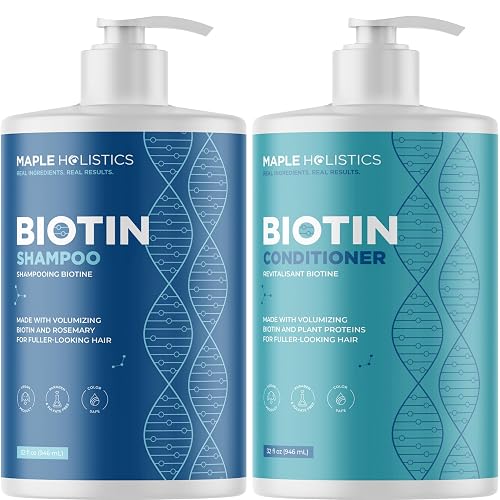 Rosemary Biotin Shampoo and Conditioner Set - Volumizing Shampoo and Conditioner for Thinning Hair for Women & Men with Nourishing B Vitamins - Color