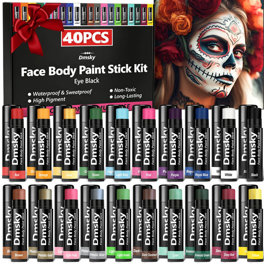 Dmsky 40 Packs Eye Black Sports Stick for Football, Baseball, Softball-Anti-Glare Face Body Paint Stick Kit,Water-Proof Eye Sports Paint Sticks,20 Beauty & Personal Care Dmsky