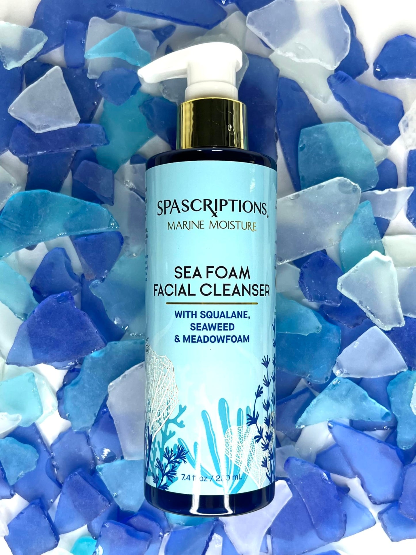SpaScriptions Marine Moisture Sea Foam Facial Cleanser, Hydrating Foaming Face Cleanser, Purifying Daily Face Wash, Moisturizing, with Squalene
