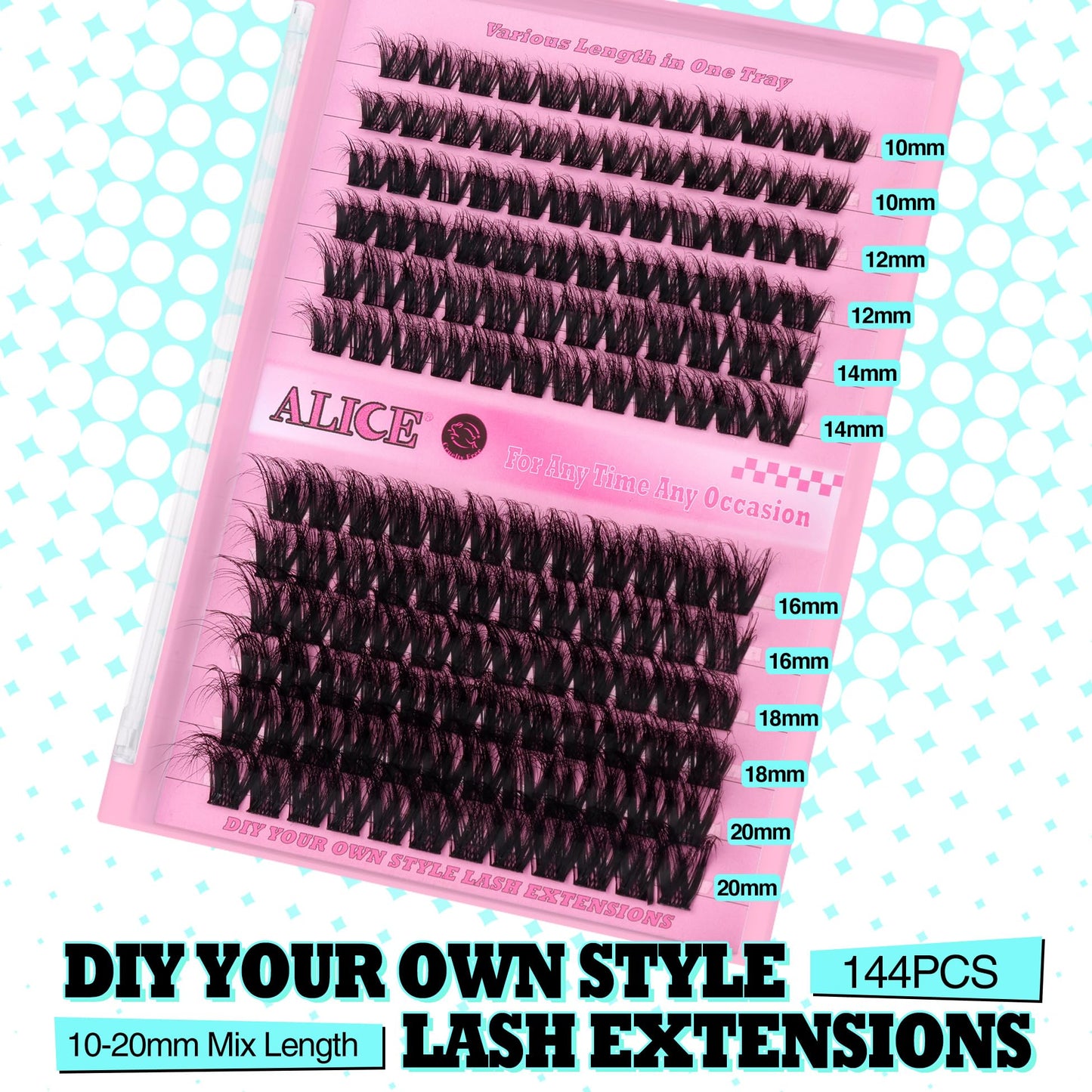 Lash Clusters DIY Lash Extensions 10-20MM Cluster Eyelashes 144pcs Wispy Volume Individual Lashes Eyelash Extensions DIY at Home by ALICE