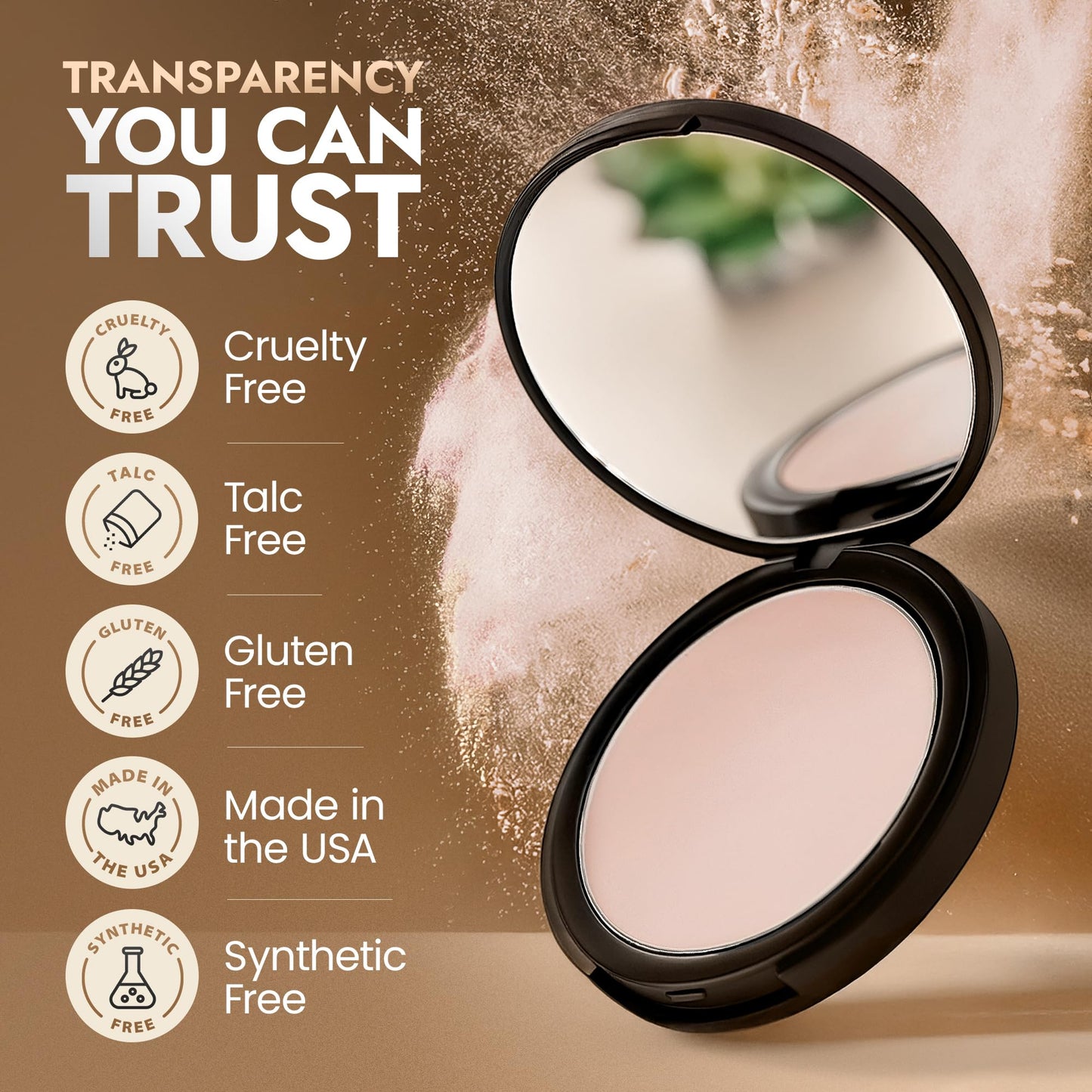 Organic Pressed Setting Powder - Talc-Free & Non-Toxic Translucent Powder with Matte Finish - Oil Absorbing, Pore Minimizing, 16 Hour Wear for All