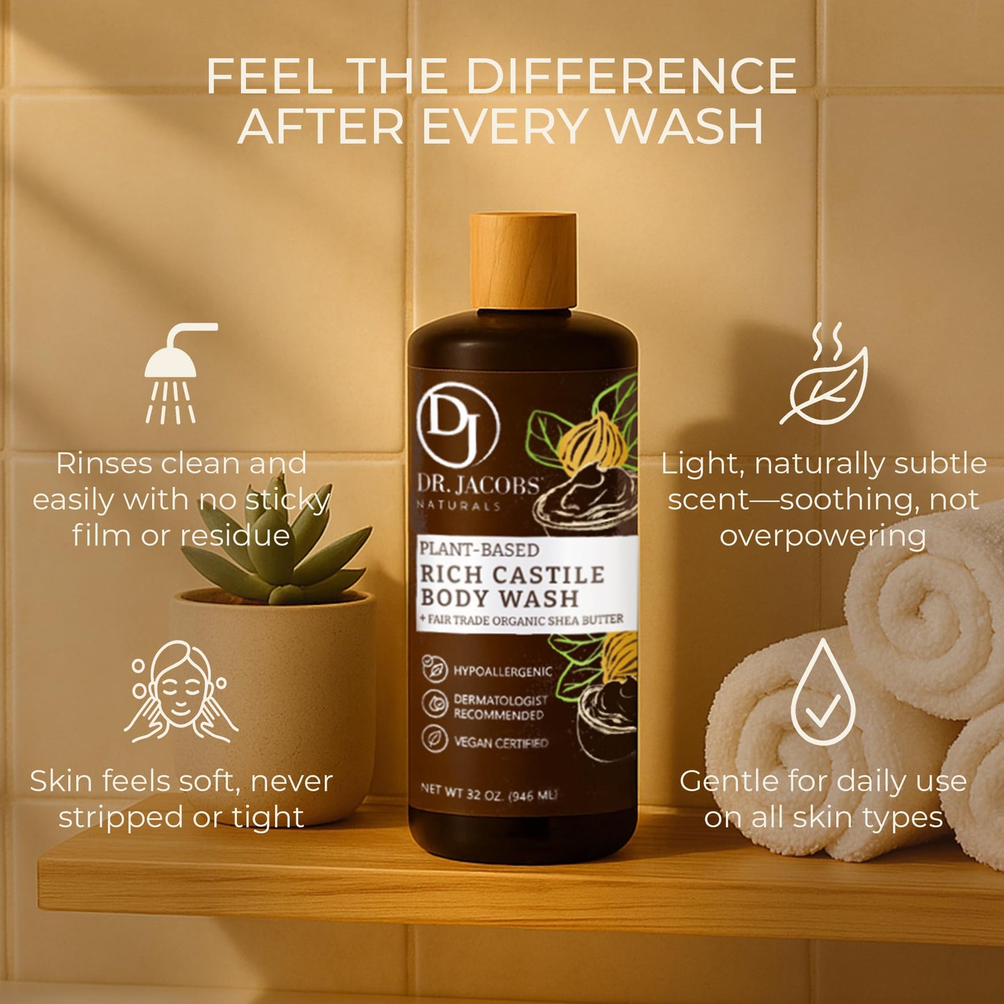 Dr. Jacobs Naturals Castile Shea Butter All-Natural Body Wash for Moisturizing Dry and Sensitive Skin with Plant-Based Ingredients with Pump - 32 Beauty & Personal Care DR.JACOBS NATURALS