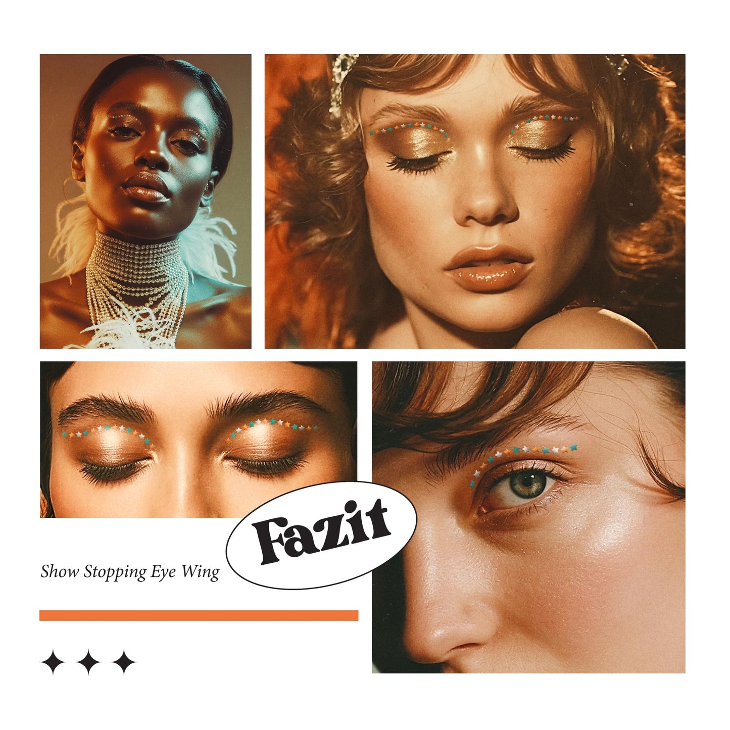 Fazit Makeup Patches - Show Stopping Wing Eyes - Glow Up Make-Up Patches - Cute Glitter Makeup Accessories For Women - Cosmetic Glitter For Face