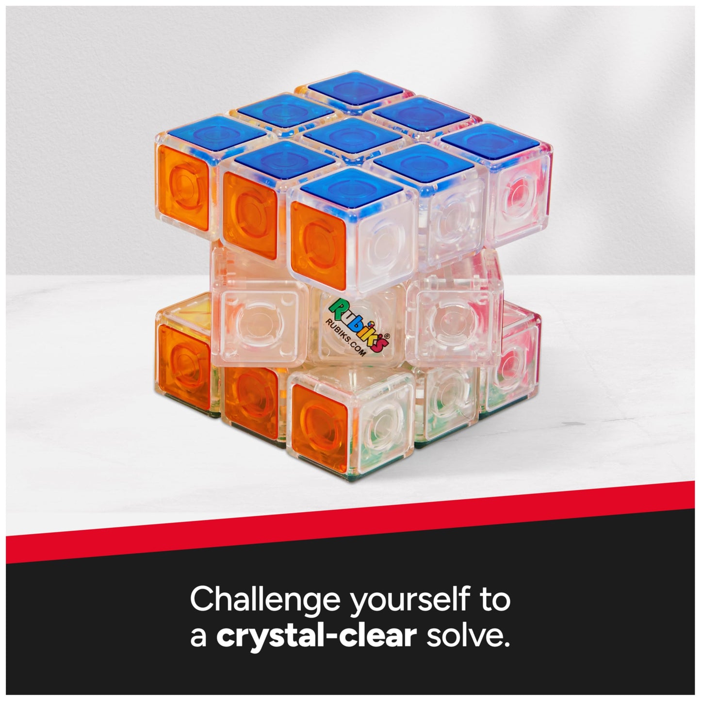 Rubik’s Crystal Cube 3x3 – Transparent Color-Matching Puzzle, Twisting Fidget & Brain Teaser Toy for Kids, Teens & Adults Ages 8+