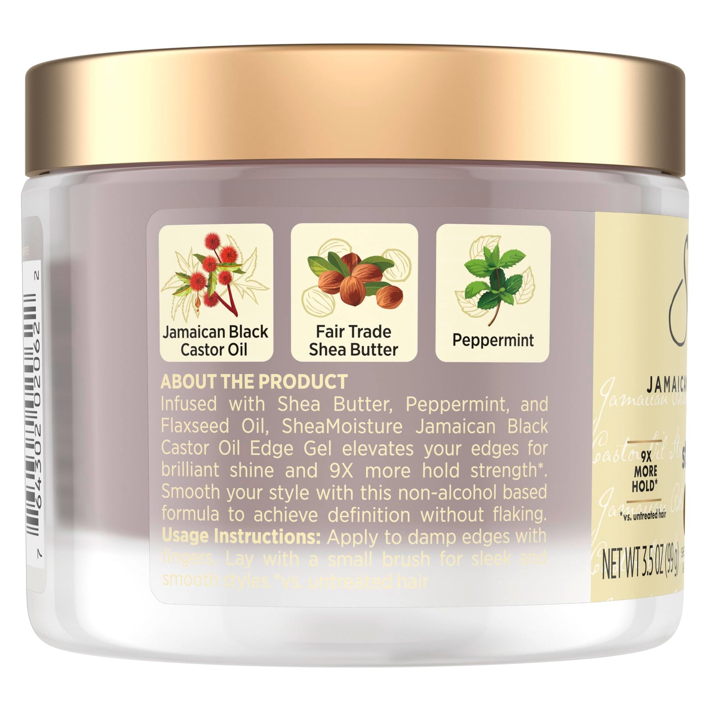 SheaMoisture Edge Control Strong Hold Gel+Flaxseed Jamaican Black Castor Oil Keeps Edges in Place,No Flakes,Infused With Hydrolyzed Corn