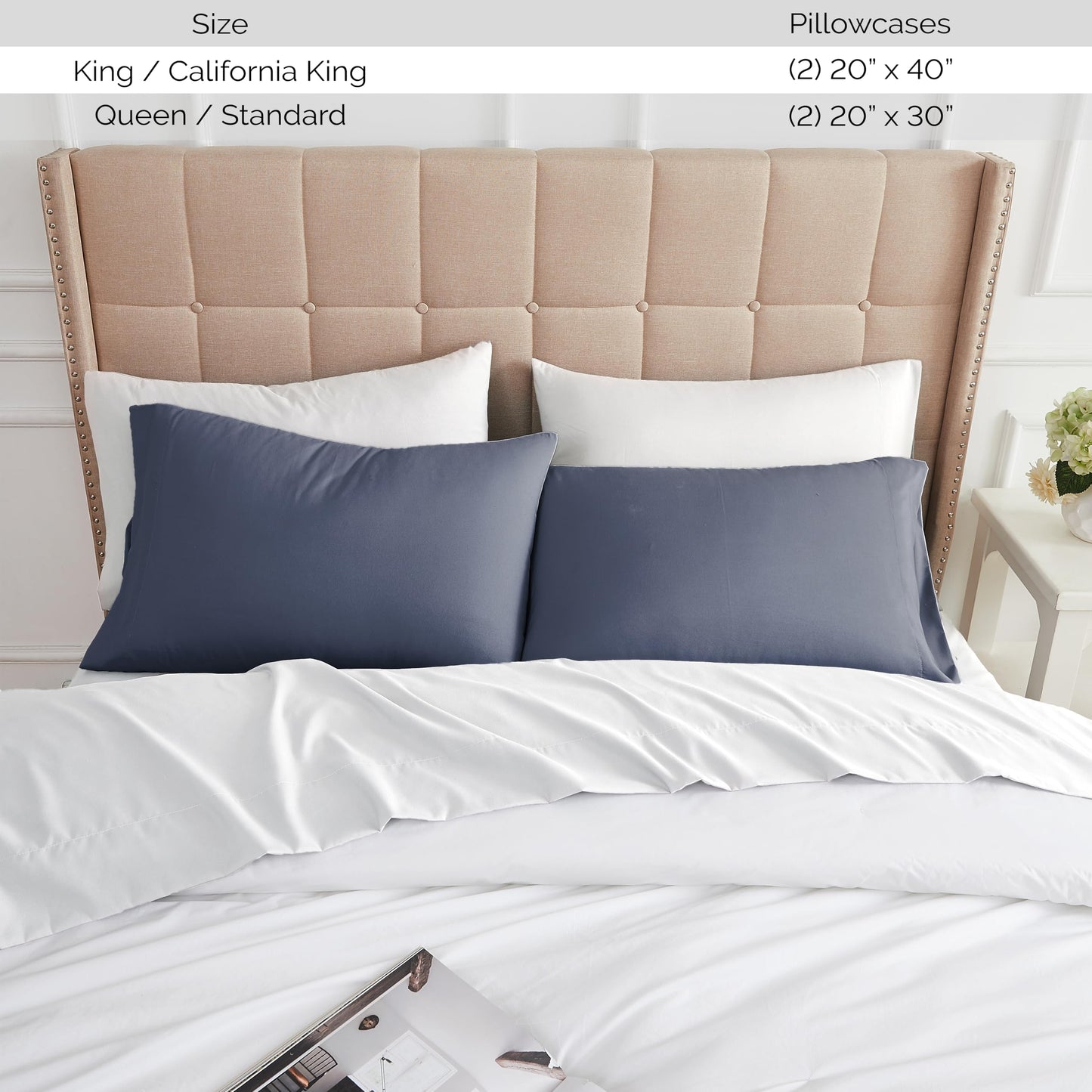 Southshore Fine Living, Inc. Pillow Cases Standard Size Set of 2, Fits Full, Twin, Queen Pillows, Luxurious, Ultra-Soft Microfiber Hotel Quality Queen