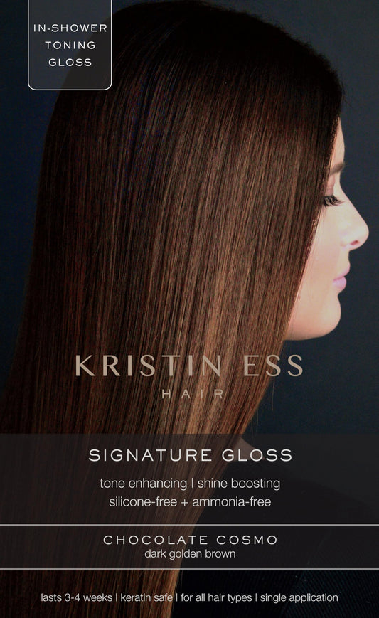 Kristin Ess Hair Gloss in Chocolate Cosmo Dark Golden Brown - 4 Wk Semi Permanent Hair Color for Women - Chocolate Brown Color Depositing Conditioner