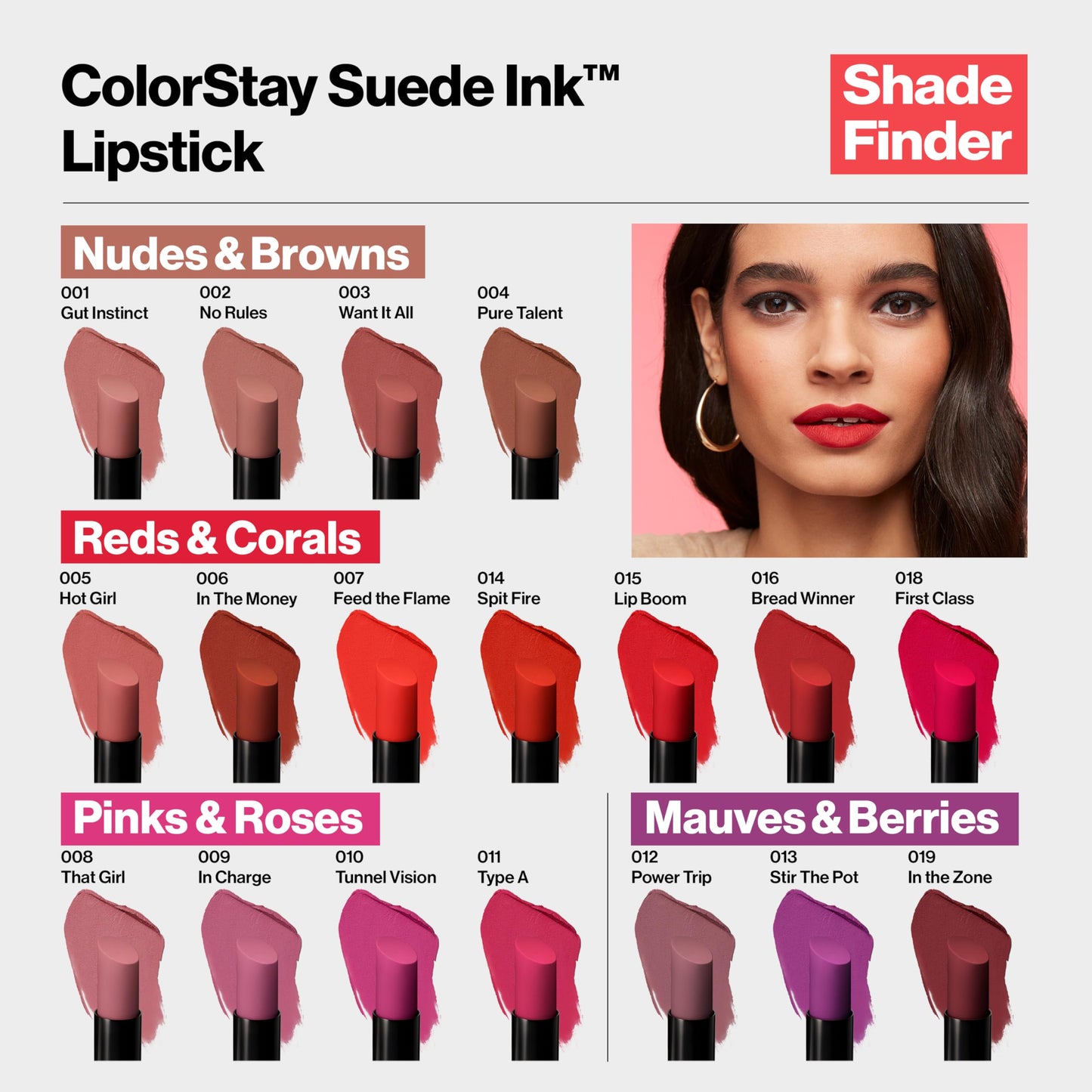 Revlon Lipstick, ColorStay Suede Ink, Built-in Primer, Infused with Vitamin E, Waterproof, Smudge-proof, Matte Color, 009 In Charge, 0.09 oz