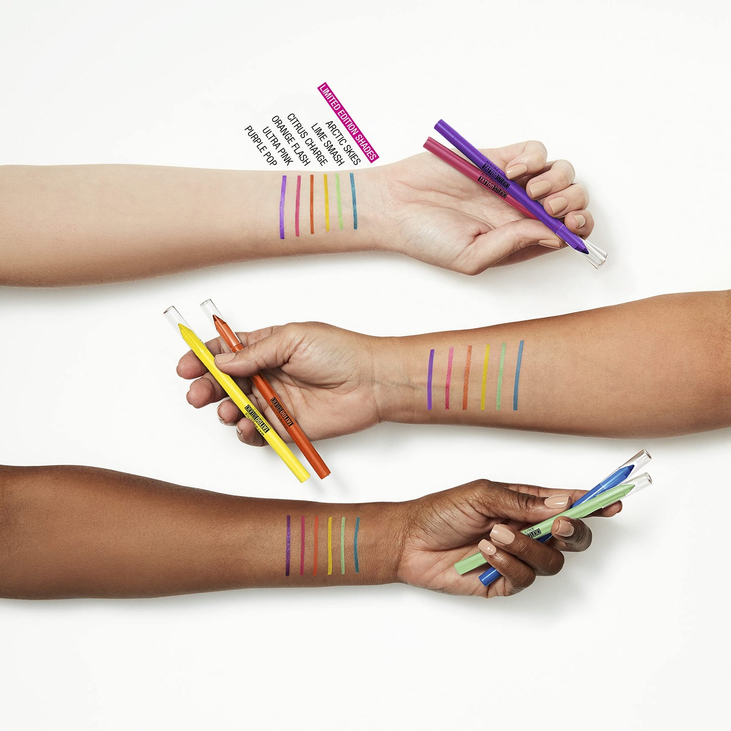 MAYBELLINE New York Tattoo Studio Long-Lasting Sharpenable Eyeliner Pencil, Glide on Smooth Gel Pigments with 36 Hour Wear, Waterproof Citrus Charge