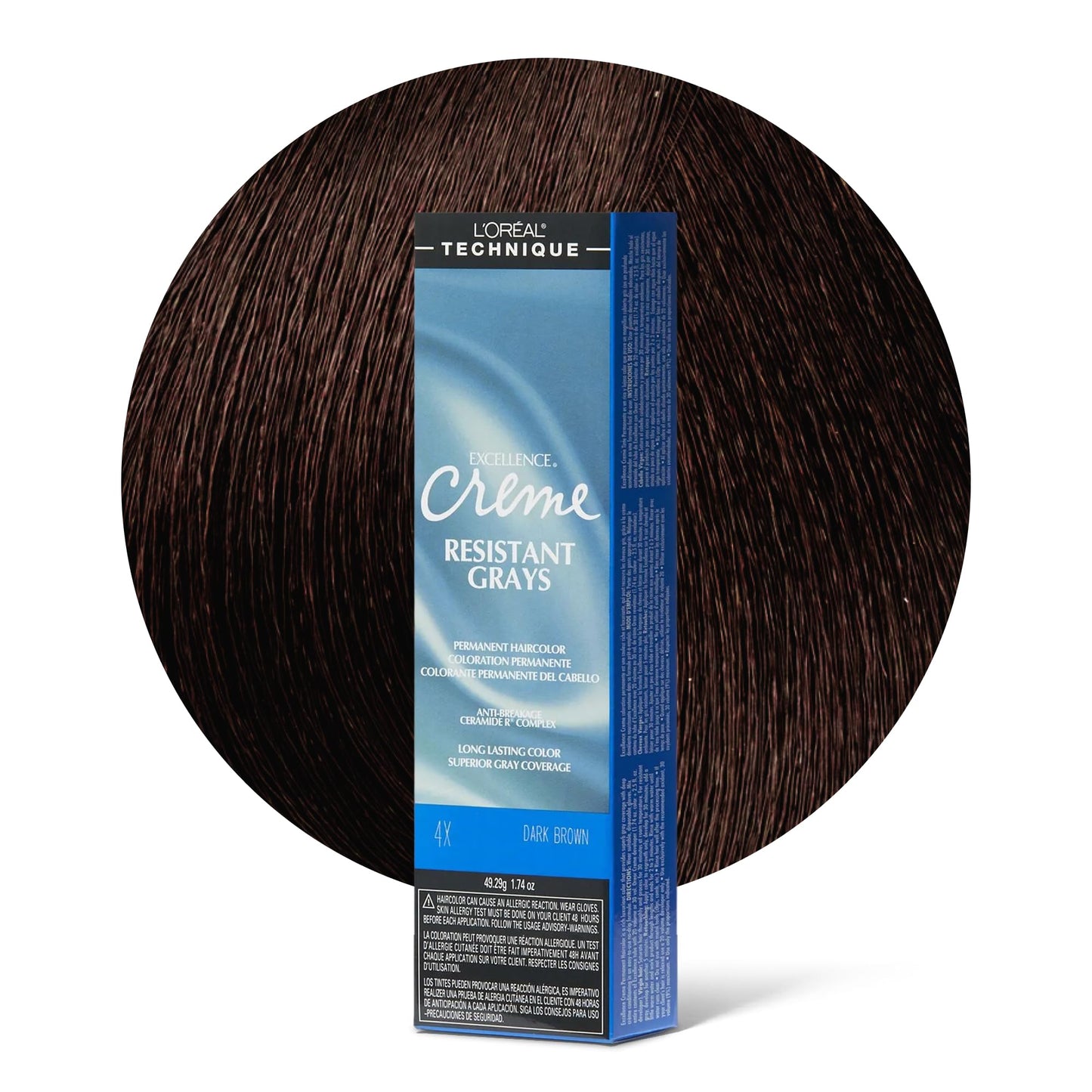 L'OREAL TECHNIQUE Excellence Crème Resistant Grays Permanent Hair Color - Max Coverage on Resistant Grays, Rich Crème No-Drip Formula & Patented Gray