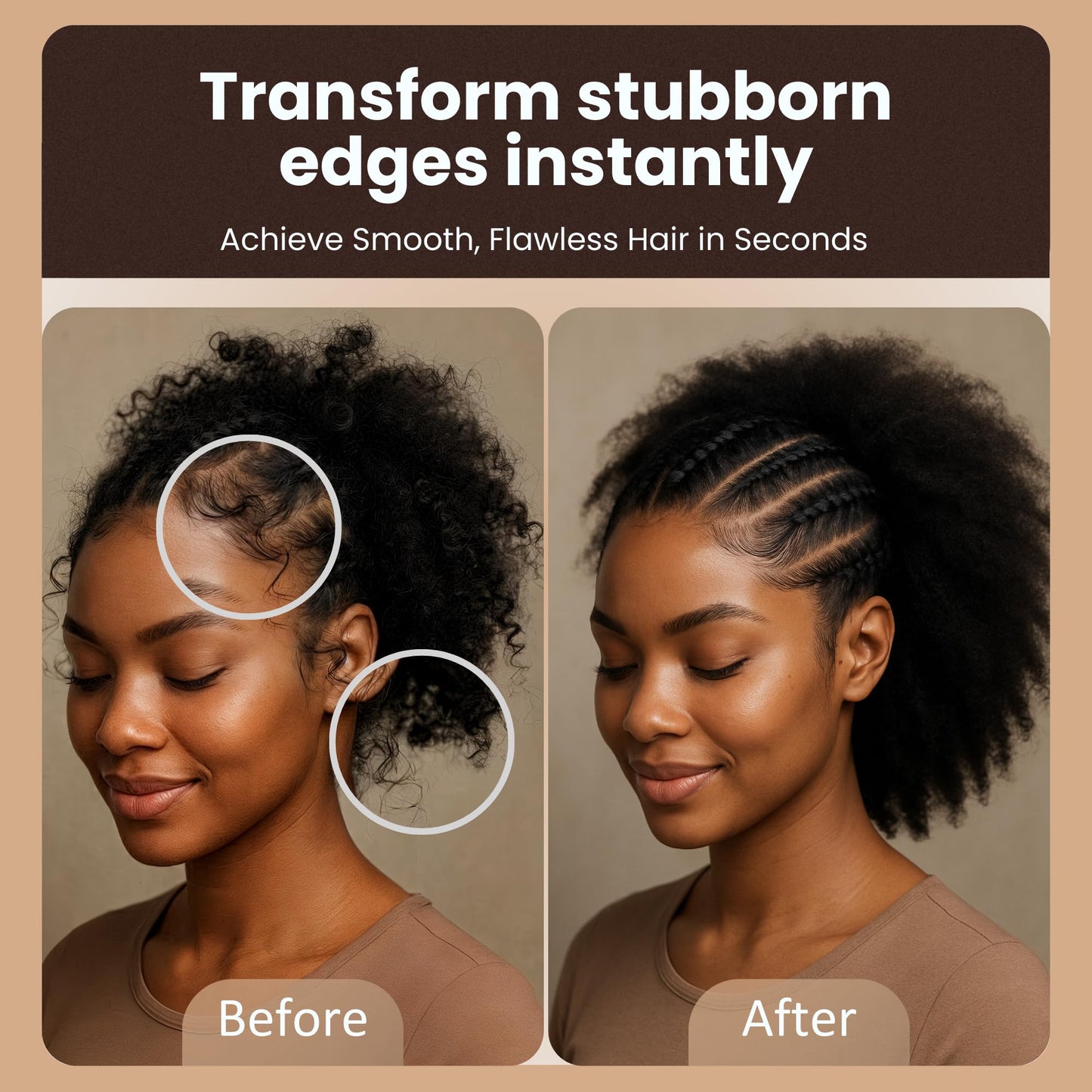 Jaycee Naturals Slick Me Edge Control for 4C Hair - Water-Based Hair Gel Firm Hold for Textured Hair, Locs, Braids & Updos - Long-Lasting Hold, No