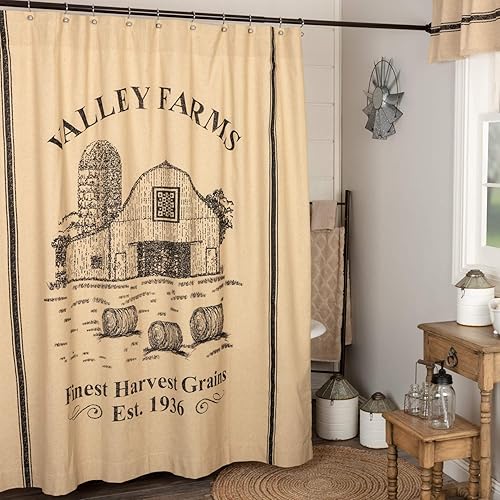 Valley Farms Barn & Silo Country Farmhouse Shower Curtain 72x72