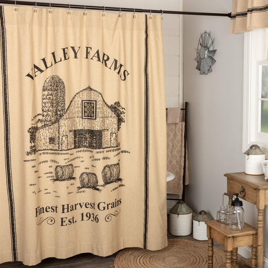 Valley Farms Barn & Silo Country Farmhouse Shower Curtain 72x72