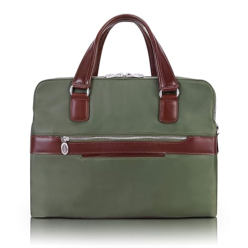 McKleinUSA N Series Hartford Nano Tech-Light Nylon with Leather Trim Nylon Dual Compartment Briefcase Green (18581) One Size