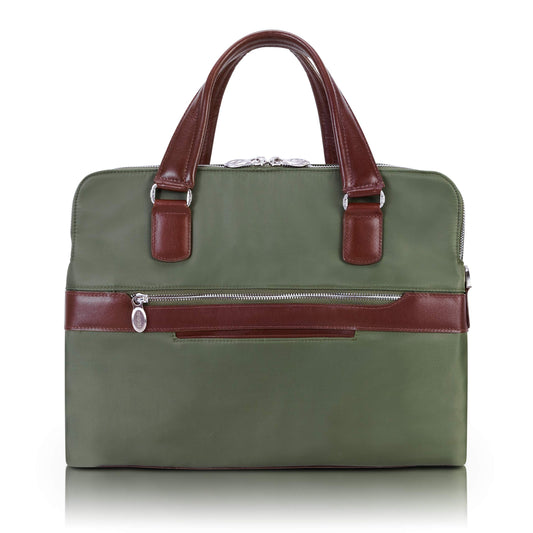 McKleinUSA N Series Hartford Nano Tech-Light Nylon with Leather Trim Nylon Dual Compartment Briefcase Green (18581) One Size