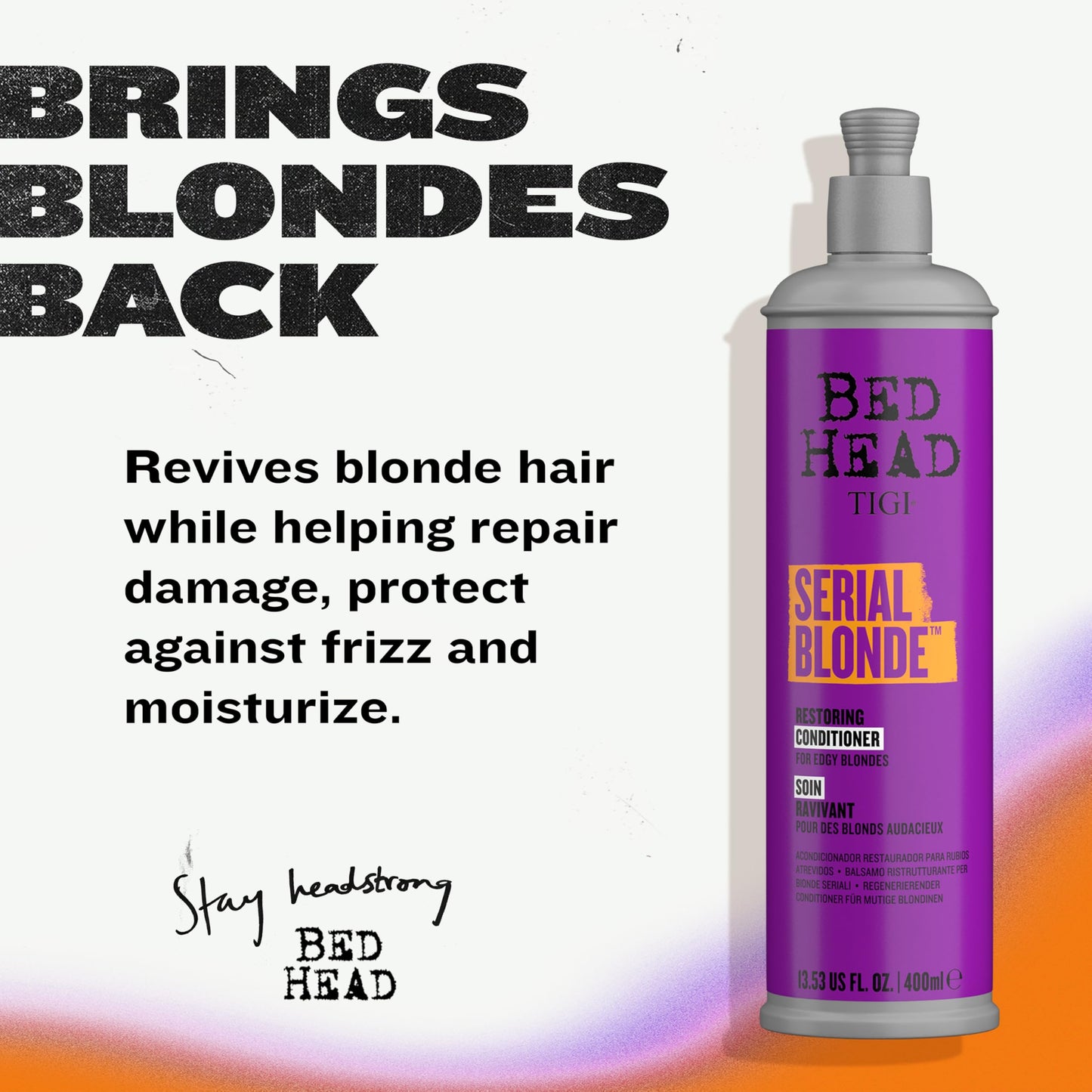 TIGI Bed Head Serial Blonde Restoring Conditioner for Damaged Blonde Hair, Hydrolyzed Keratin, 13.53 fl oz