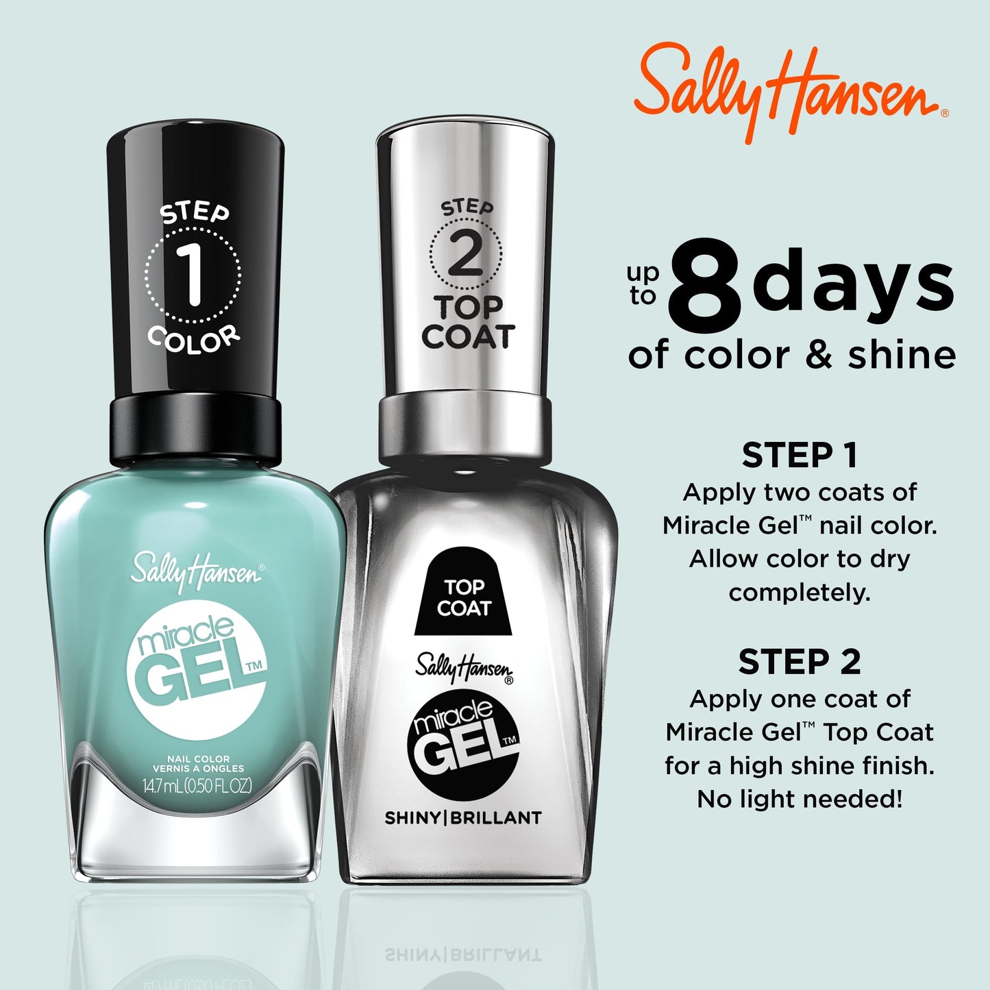 Sally Hansen Miracle Gel Salon Quality Nail Polish | Gel-Like Formula, Two-Step System, No UV Light Needed, Long Lasting | Opaque, Glossy | 709 Beauty & Personal Care Sally Hansen