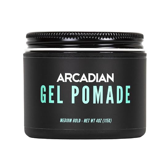 Arcadian Grooming Gel Pomade - Men’s Styling Cream - Slick Medium Hold, High Volume, Medium Shine - All Hair Types - Vegan & Cruelty-Free (4 oz) Beauty & Personal Care Arcadian
